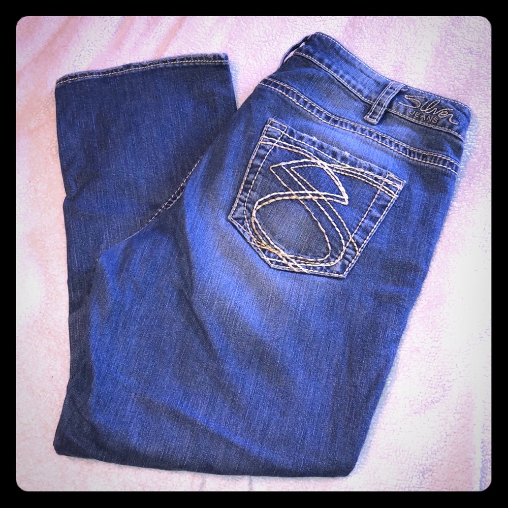 Silver denim capris